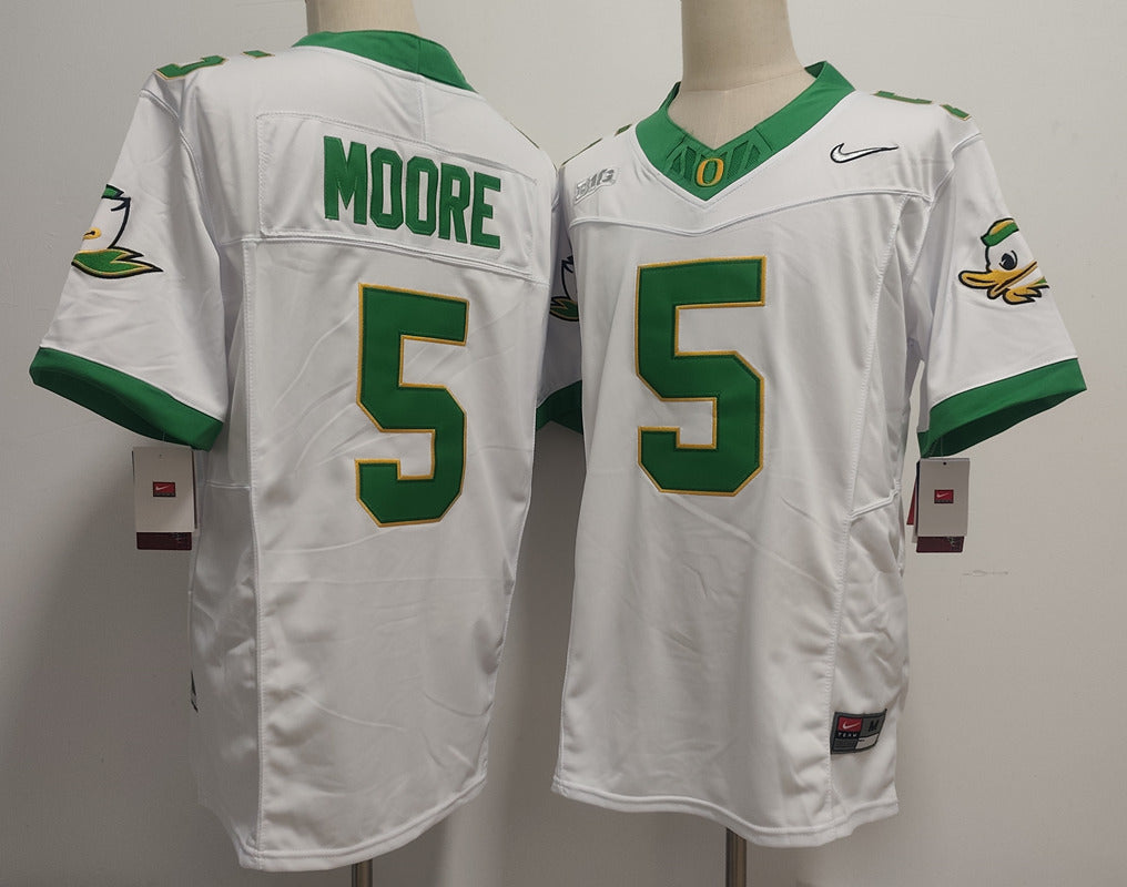 Custom Dante Moore #5 Oregon Ducks Green White Limited Football Jersey -All Stitched