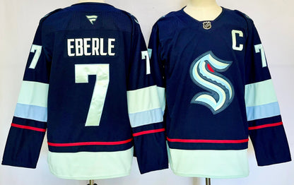 Custom Name Number Seattle Kraken Home Deep Sea Blue Alternate Black Hockey Jersey -All Stitched