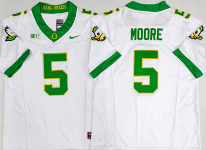 Men's Dakorien Moore #5 Oregon Ducks White Vapor Jersey -All Stitched