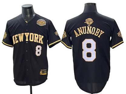 Custom Men's Jalen Brunson OG Anunoby 2026 Finals Champions Always Baseball Jersey -All Stitched