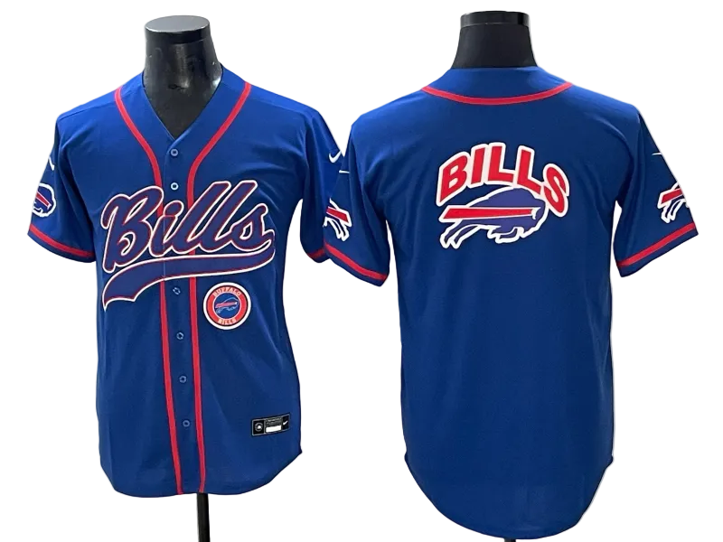 Custom Josh Allen Bills Royal White Cmao Split Stitched Baseball Jersey -All Stitched