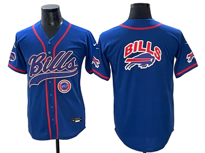 Custom Josh Allen Bills Royal White Cmao Split Stitched Baseball Jersey -All Stitched
