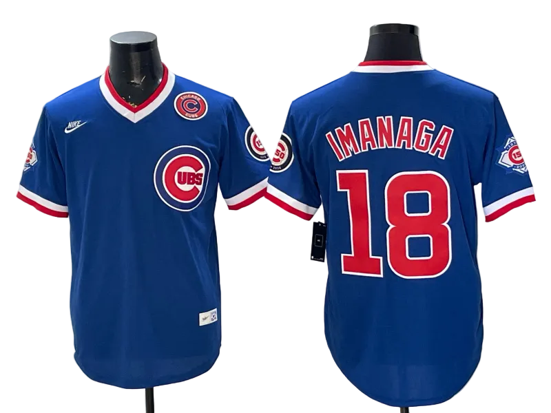 Custom Cubs Throwback Royal Collection Limited Baseball Jersey -All Stitched
