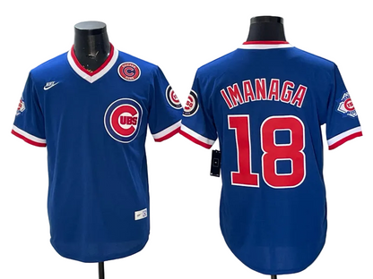 Custom Cubs Throwback Royal Collection Limited Baseball Jersey -All Stitched