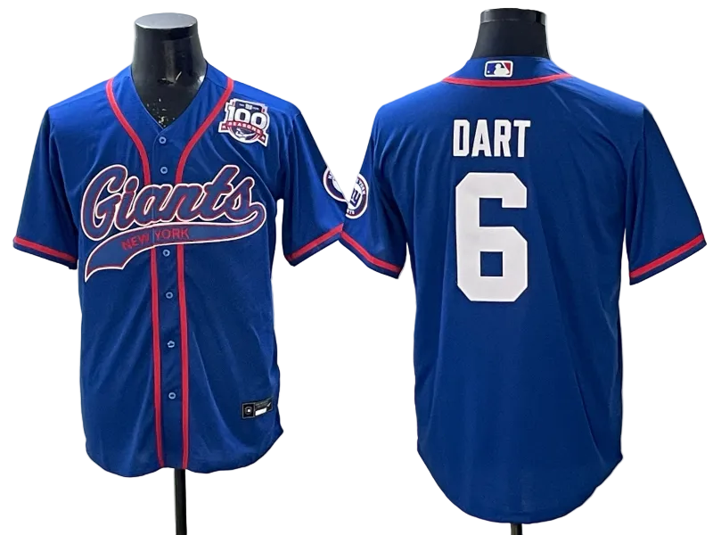 Custom Cam Skattebo Jaxson Dart Giants Gray Camo Royal Stitched Baseball Jersey -All Stitched