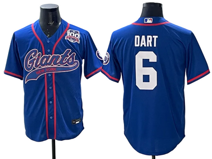 Custom Cam Skattebo Jaxson Dart Giants Gray Camo Royal Stitched Baseball Jersey -All Stitched