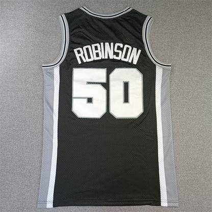 David Robinson San Antonio Spurs 1998-99 Black White Baskeball Jersey -All Stitched