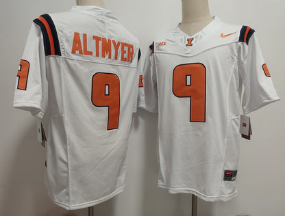 Custom Luke Altmyer #9 Illinois Fighting Illini Navy White Orange Limited Football Jersey -All Stitched