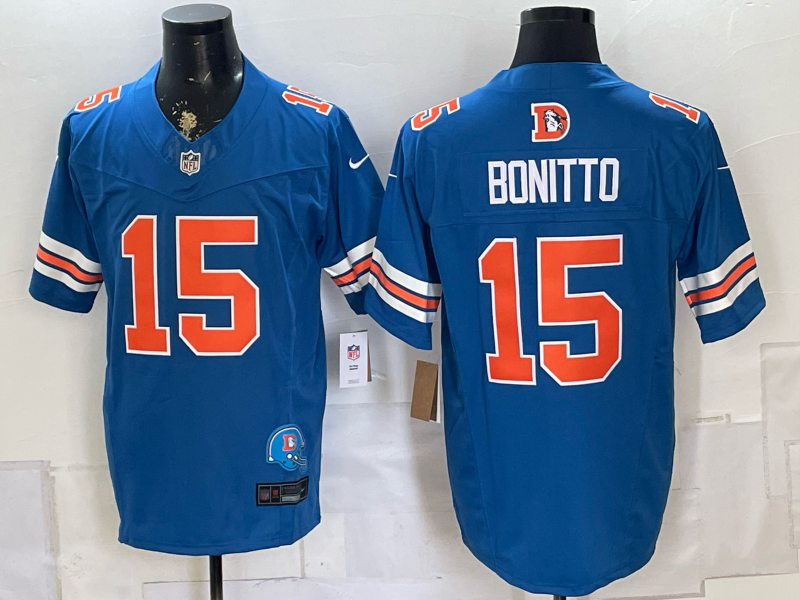 Men's Broncos Royal Throwback Limited Football Jersey -All Stitched