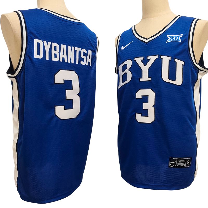 Men's BYU Cougars #3 AJ Dybantsa Blue White Black Basketball Jersey All Stitched