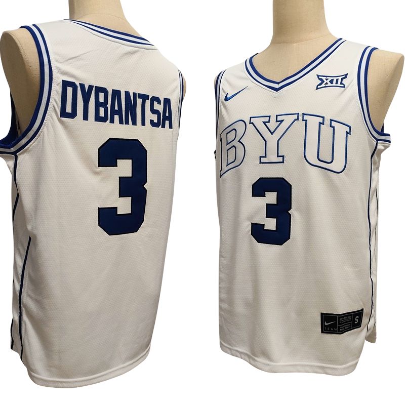 Men's BYU Cougars #3 AJ Dybantsa Blue White Black Basketball Jersey All Stitched