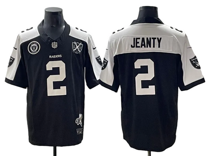 Custom Ashton Jeanty Raiders Black White Gray Split Retro Limited Football Jersey -All Stitched