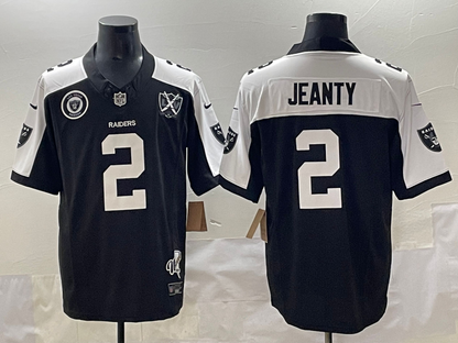 Custom Ashton Jeanty Raiders Black White Gray Split Limited Football Jersey -All Stitched