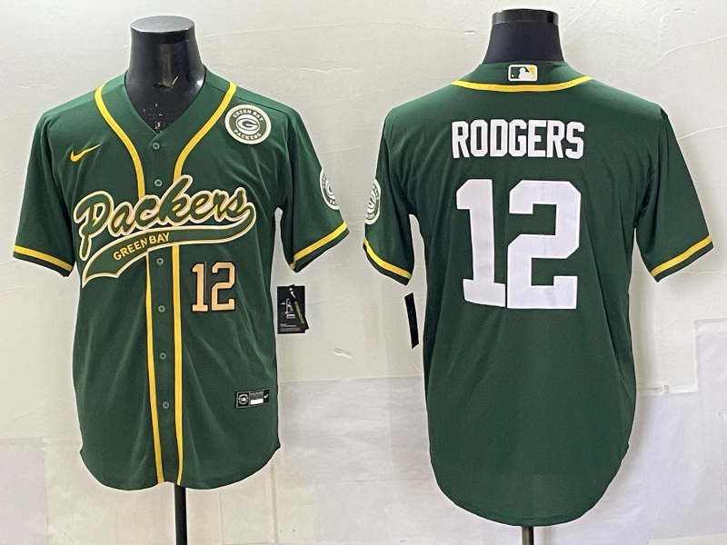 Custom Green Bay Packers Aaron Rodgers Micah Parsons Black Gray White Green Baseball Jersey -All Stitched