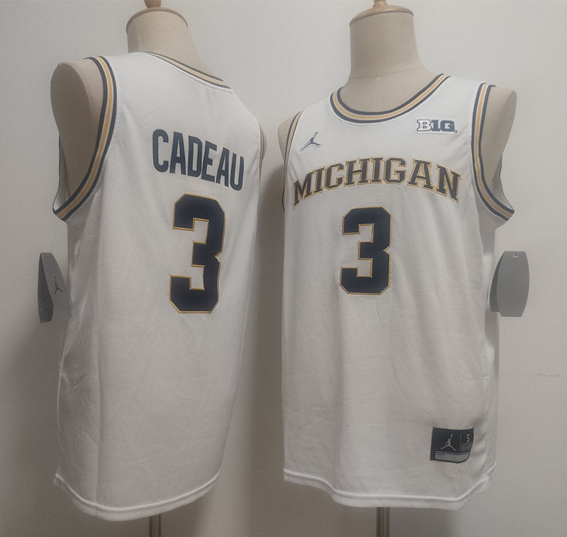 Custom Elliot Cadeau #3 Wolverines Gold Navy White Navy Black Rebel Edition Victory Basketball Jersey -All Stitched