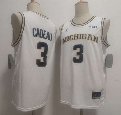 Custom Elliot Cadeau #3 Wolverines Gold Navy White Navy Black Rebel Edition Victory Basketball Jersey -All Stitched