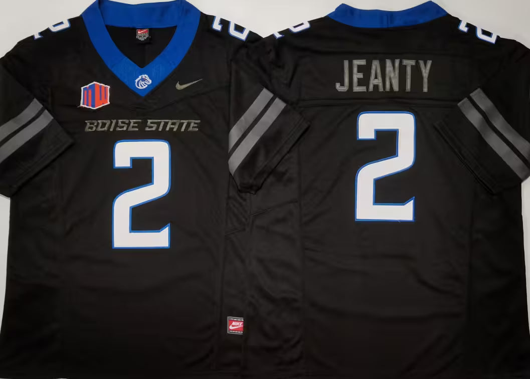 Men's Ashton Jeanty White Vapor Jersey #2 Black Blue Orange Boise State Broncos -All Stitched