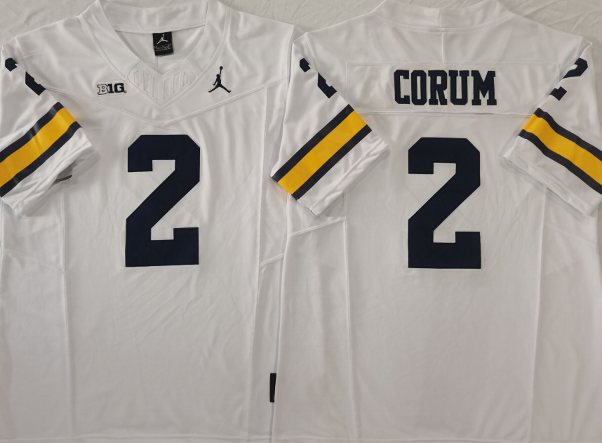 Custom Blake Corum #2 Michigan Wolverines Maize Navy White Limited Football Jersey -All Stitched