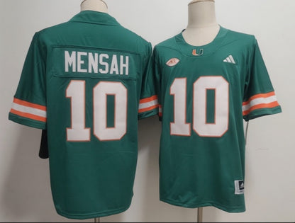 Custom Darian Mensah #10 Miami Hurricanes Green Orange White Limited Football Jersey -All Stitched