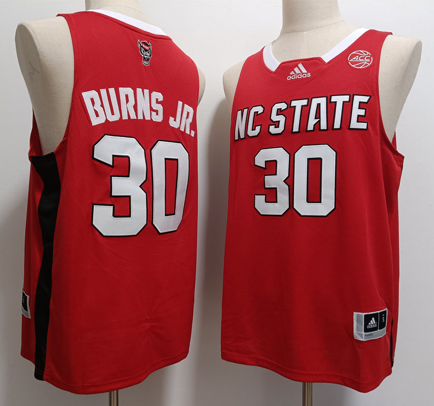 Custom DJ Burns Jr #30 NC State Wolfpack Red Basketball Jersey -All Stitched