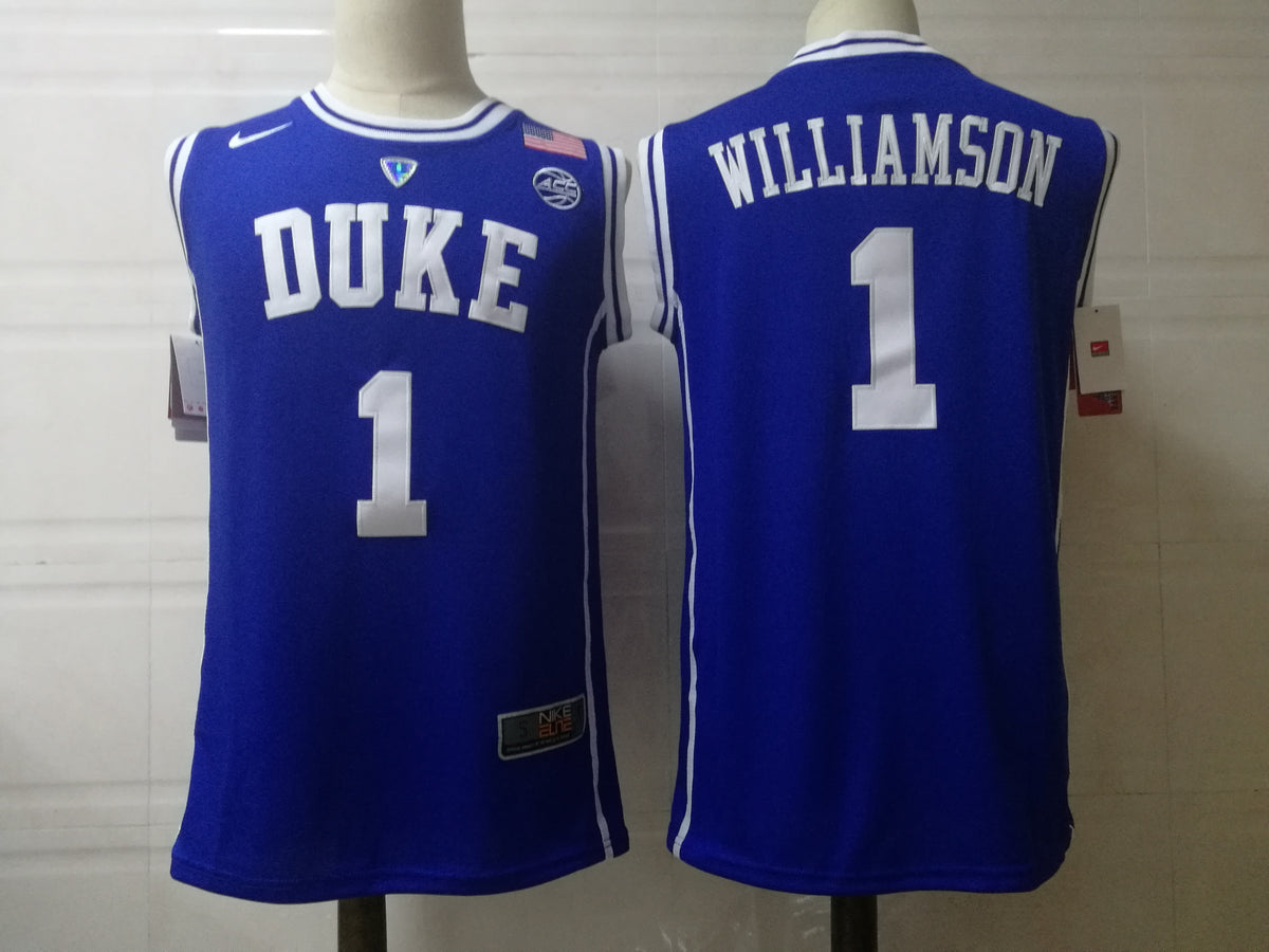 Custom Zion Williamson #1 Duke Blue Devils Royal Navy White Basketball Jersey -All Stitched