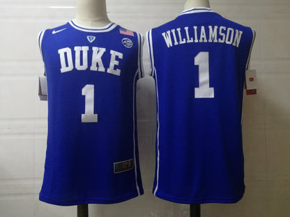 Custom Zion Williamson #1 Duke Blue Devils Royal Navy White Basketball Jersey -All Stitched