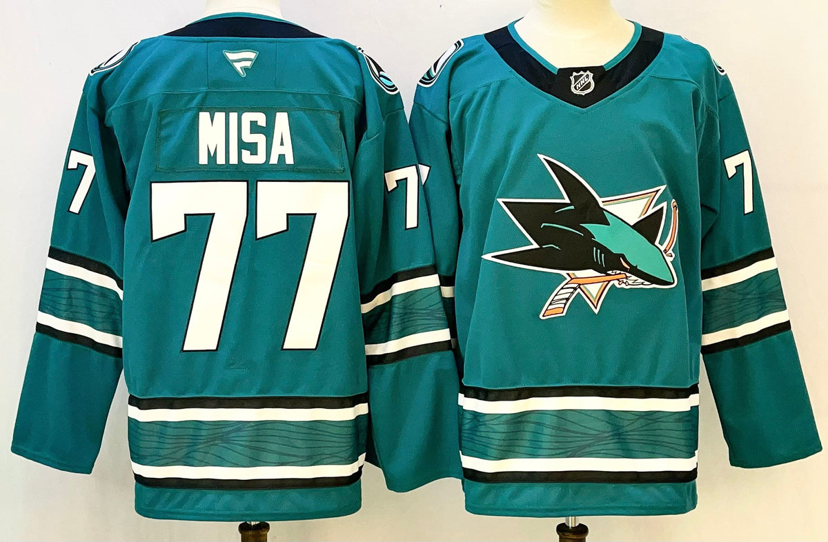Custom Macklin Celebrini Teal Sharks Hockey Jersey -All Stitched