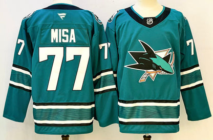 Custom Macklin Celebrini Teal Sharks Hockey Jersey -All Stitched