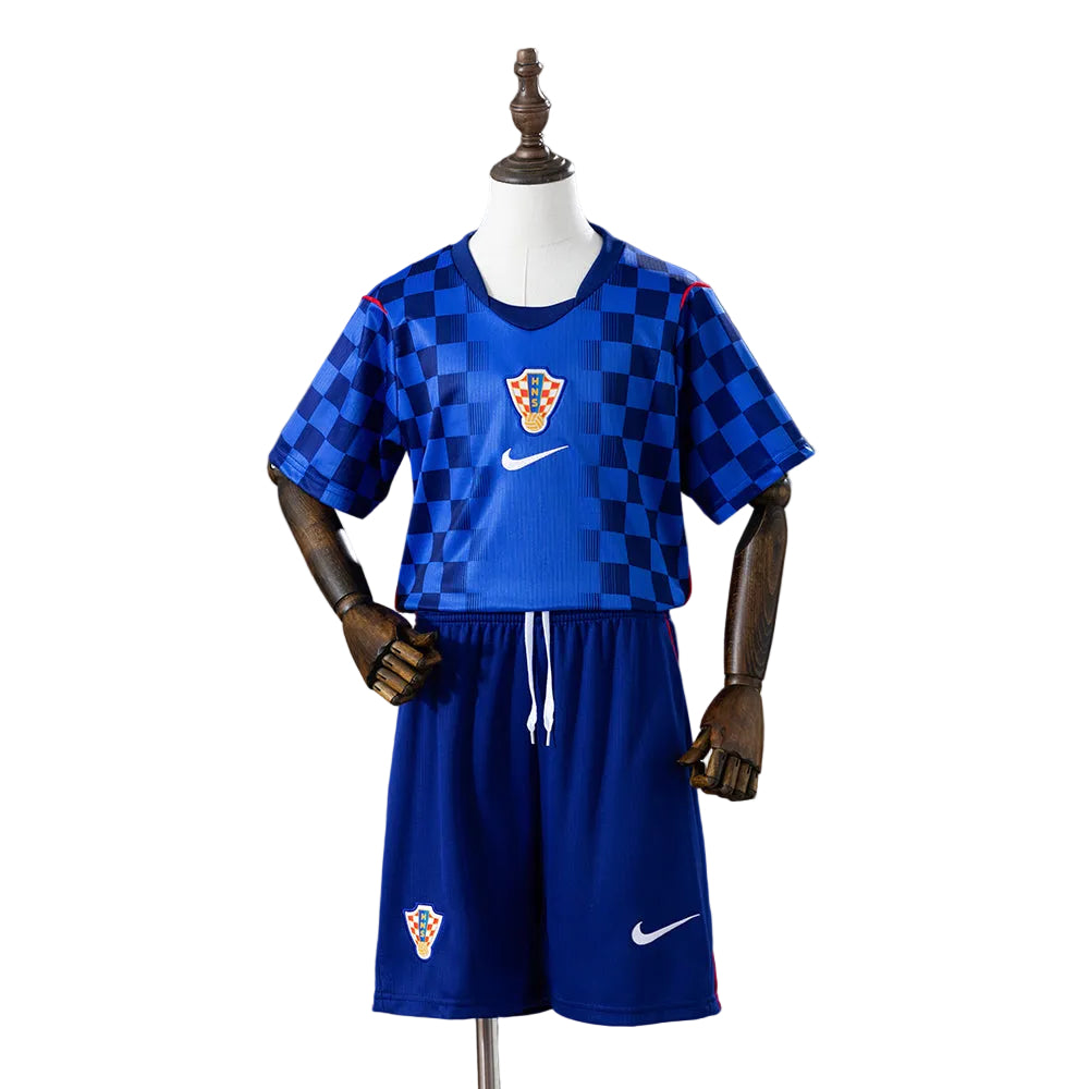Custom Youth 2026 Croatia Away Blue Soccer Jersey Kit Set– Personalized Name & Number