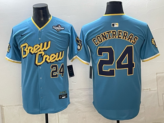 Custom William Contreras 2026 World Series Powder Blue Baseball Jersey -All Stitched