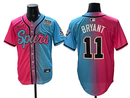 2026 Stephon Castle Dylan Harper De'Aaron Fox Victor Wembanyama San Antonio Spurs USA 250th Anniversary Limited Pink Green Split Baseball Jersey -All Stitched