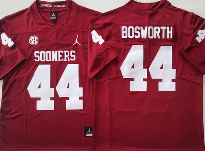 Men's Brian Bosworth #44 Oklahoma Sooners Crimson Vapor Red White Football Jersey -All Stitched