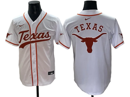 Custom Texas Longhorns Orange White Split Stitched Baseball Jersey -All Stitched
