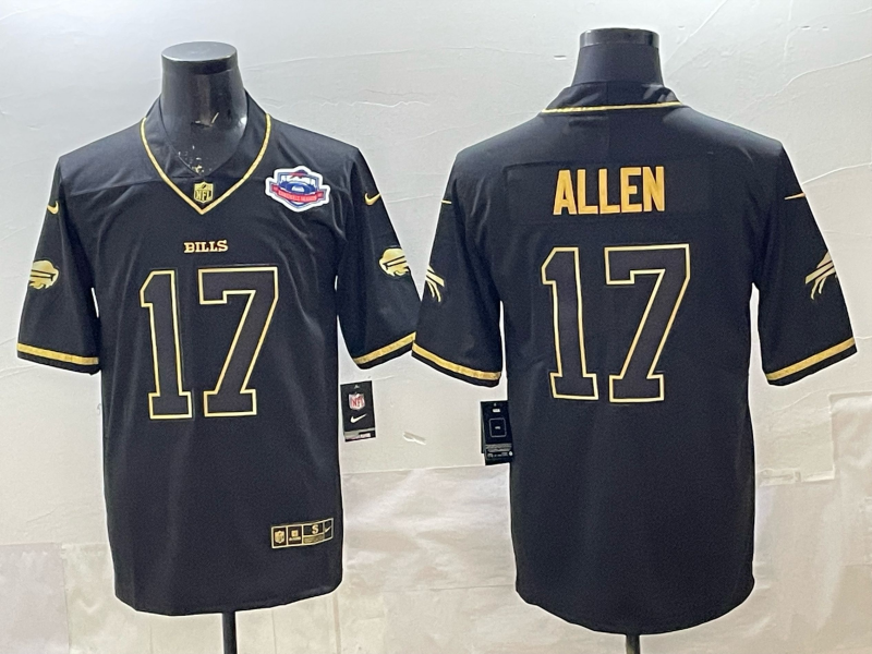 Custom Josh Allen Bills Gold Black Gray Split Limited Jersey -All Stitched