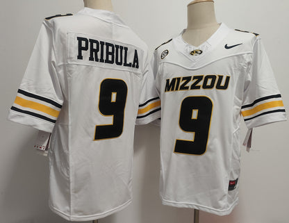Custom Beau Pribula #9 Missouri Tigers Black White Limited Football Jersey -All Stitched