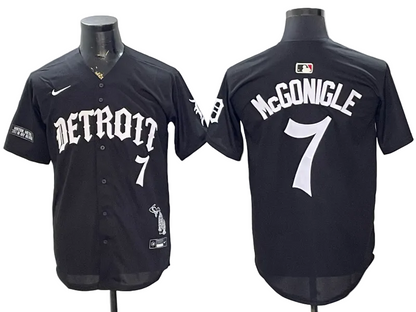 2026 Custom Tigers Old English Edition Black Limited Baseball Jersey -All Stitched