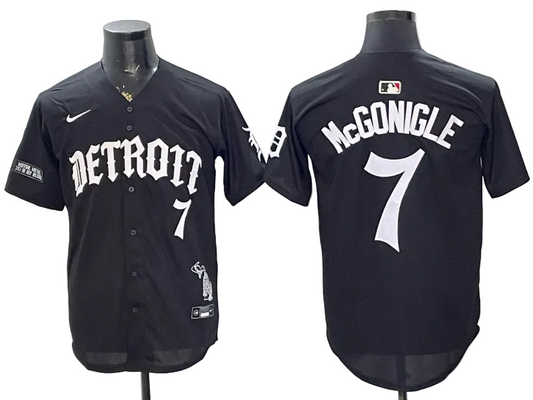 2026 Custom Tigers Old English Edition Black Limited Baseball Jersey -All Stitched