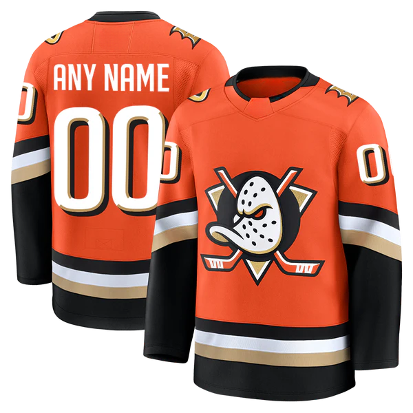 Custom 2026 Home Orange Premium All Stitched Hockey Jersey
