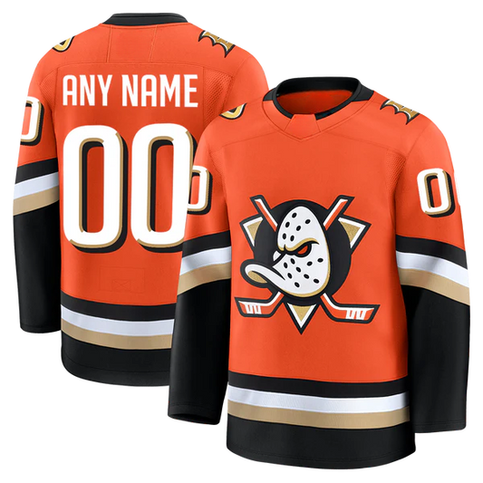 Custom 2026 Home Orange Premium All Stitched Hockey Jersey