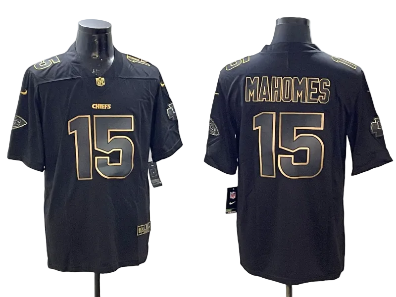 Custom Patrick Mahomes Gold Black Red Limited Football Jersey -All Stitched