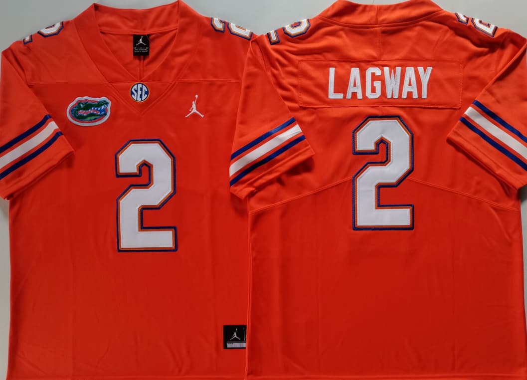 Men's DJ Lagway Vapor Jersey #2 Florida Gators White Royal Orange Black Football Jersey -All Stitched