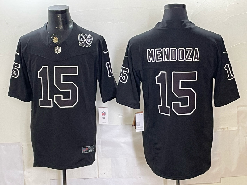 Custom Fernando Mendoza Raiders Black White Mexico Limited Baseball Jersey -All Stitched