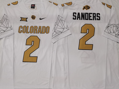 Custom Shedeur Sanders #2 Colorado Buffaloes White Gray Black Gold Limited Football Jersey -All Stitched