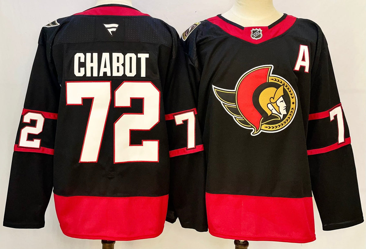 Custom Brady Tkachuk Tim Stutzle Thomas Chabot Home Black Hockey Jersey -All Stitched