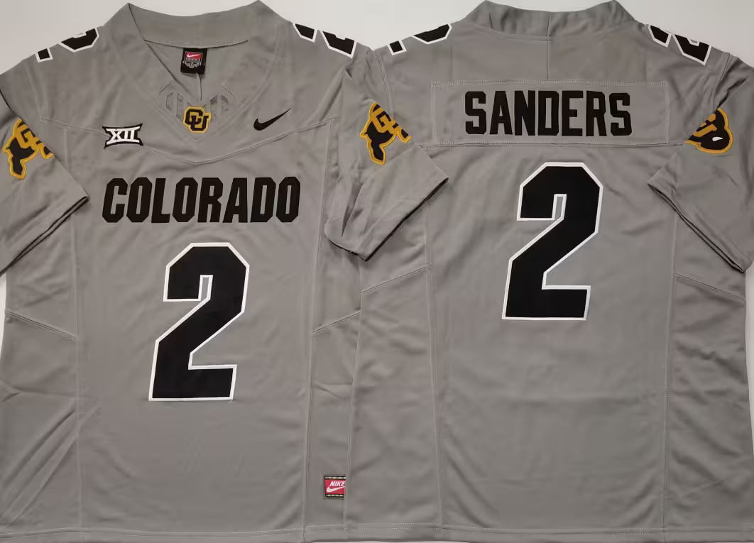 Men's Shedeur Sanders White Vapor Jersey #2 Black Gray Gold Colorado Buffaloes -All Stitched