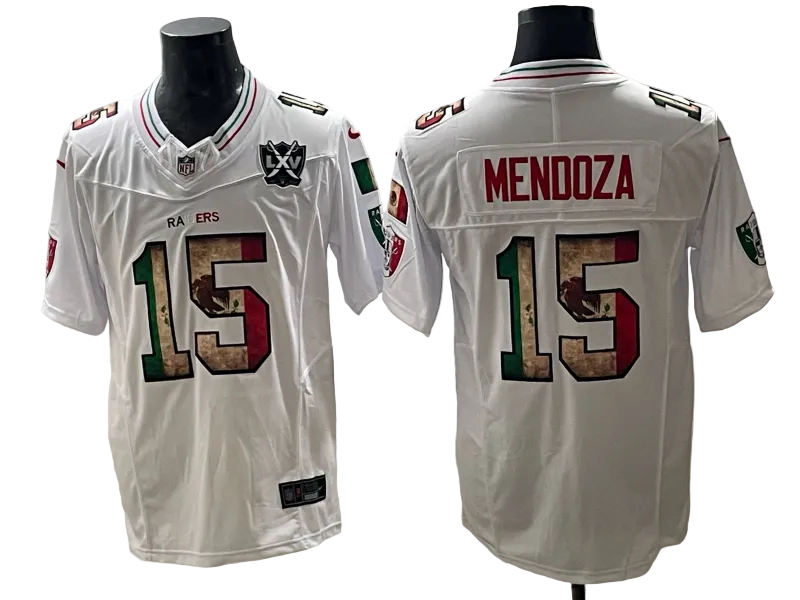 Custom Fernando Mendoza Raiders Black White Mexico Limited Football Jersey -All Stitched