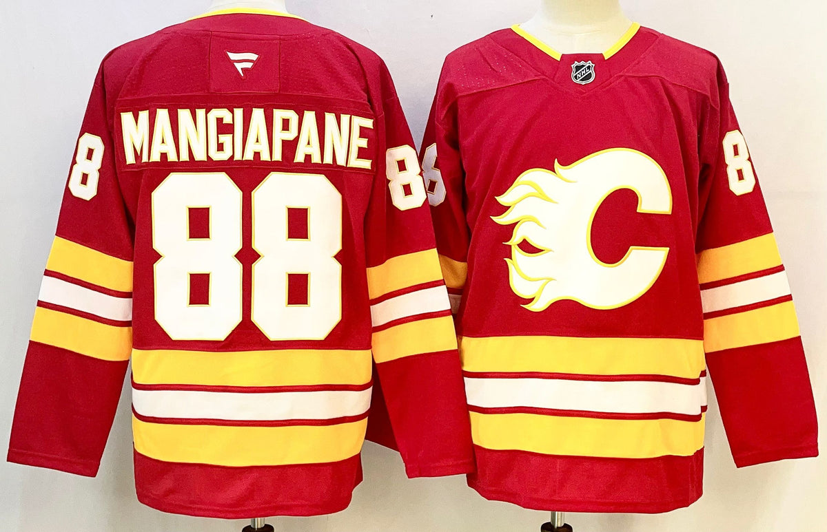 Custom Jacob Markstrom Andrew Mangiapane Flames Red Hockey Jersey -All Stitched