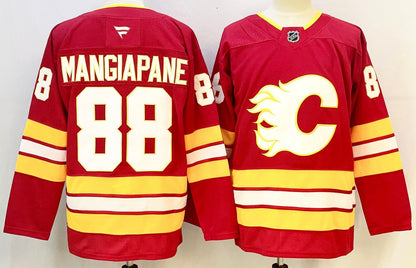 Custom Jacob Markstrom Andrew Mangiapane Flames Red Hockey Jersey -All Stitched