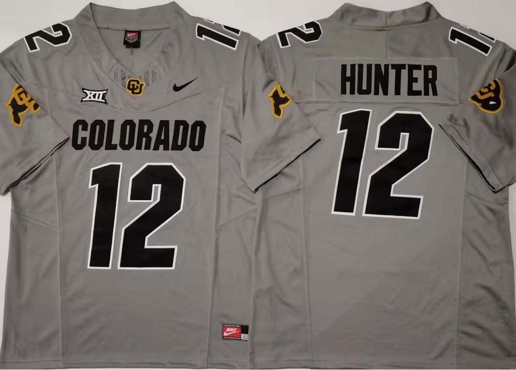 Men's Travis Hunter White Vapor Jersey #12 Black Gray Gold Colorado Buffaloes -All Stitched
