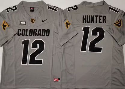 Men's Travis Hunter White Vapor Jersey #12 Black Gray Gold Colorado Buffaloes -All Stitched